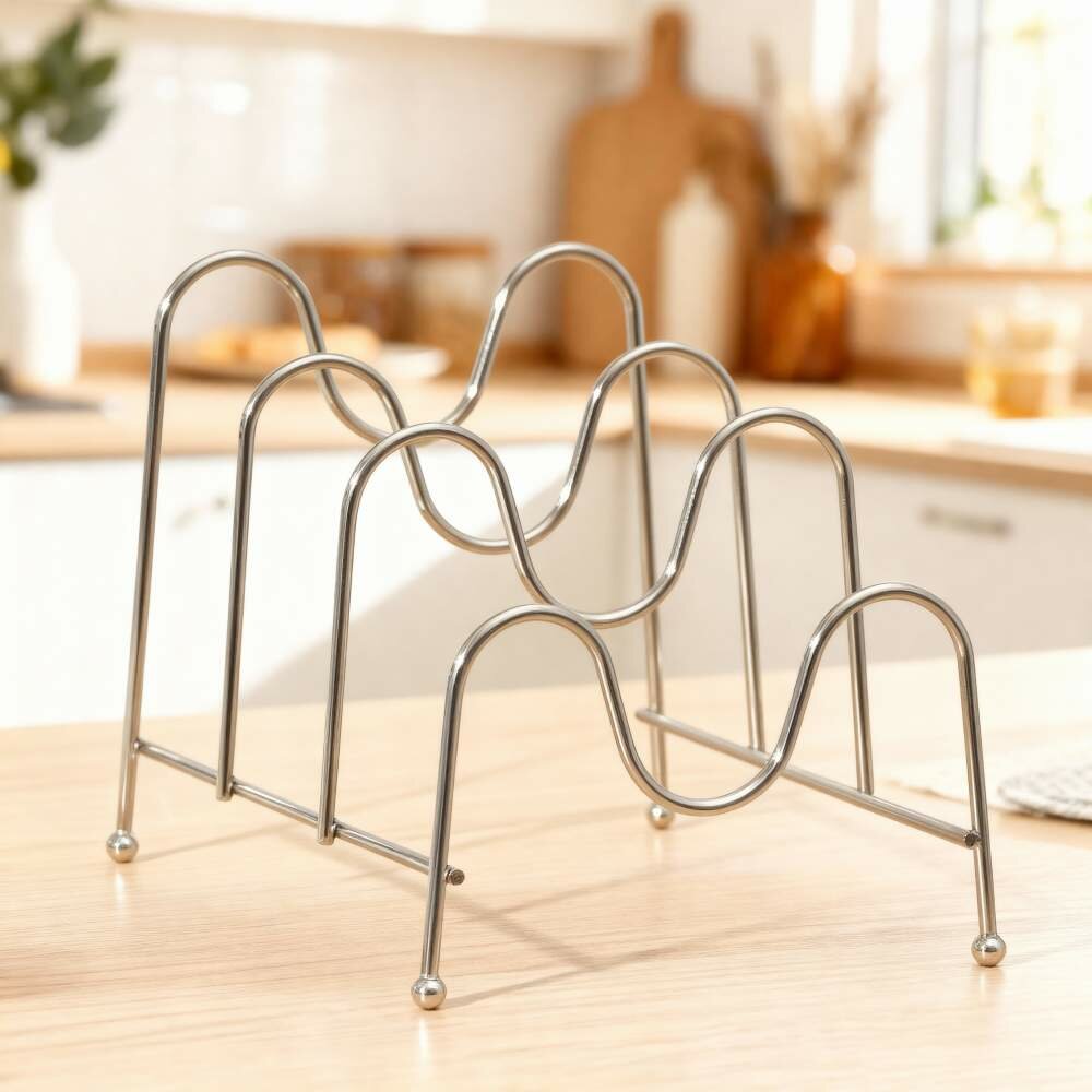 Подставка для тарелок металлическая, хромированная, настольная, устойчивая, для сушки и хранения