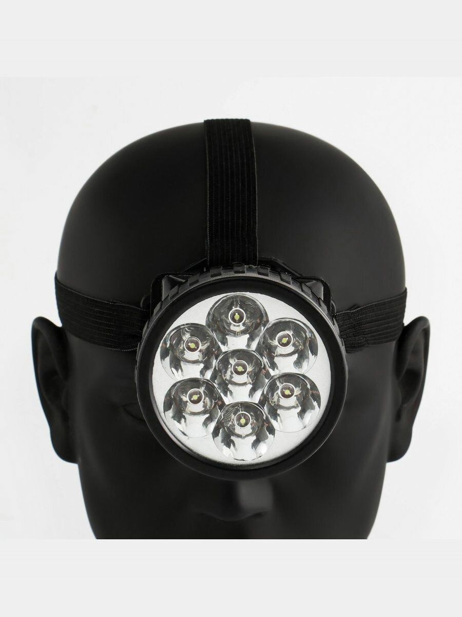 Фонарь налобный Мастер К, 7 LED, 1 режим, 7.56.3 см, от батареек 3ААА