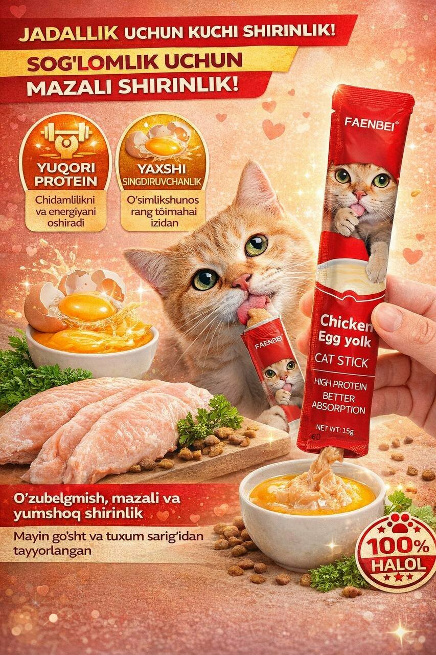 FAENBEI для кошек с высоким содержанием белка, 60+ шт, Бордовый