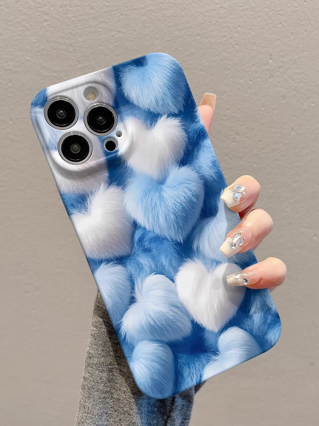 Чехол "Синие сердечки", для iPhone, с рисунком, синий, белый — фото 1