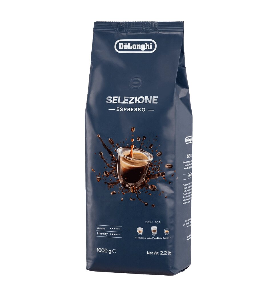 Кофе в зернах De’Longhi Selezione — премиальный зерновой кофе, насыщенный вкус и аромат, 1 кг