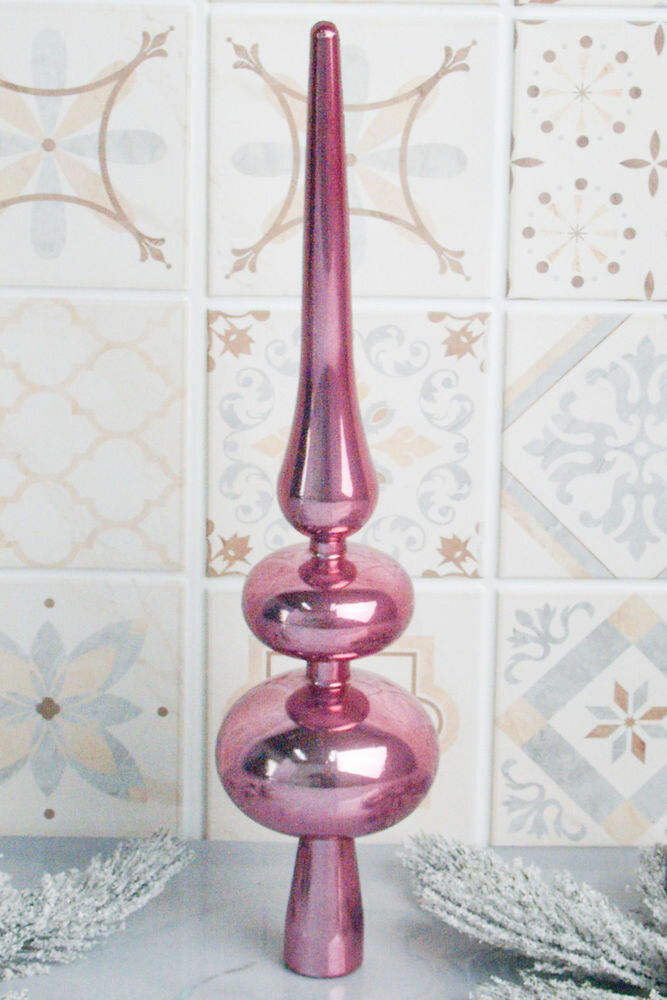 Ёлочная верхушка изящный стиль, розовый бархат глянцевый, пластик, 30 см, Koopman International CAN215050-1