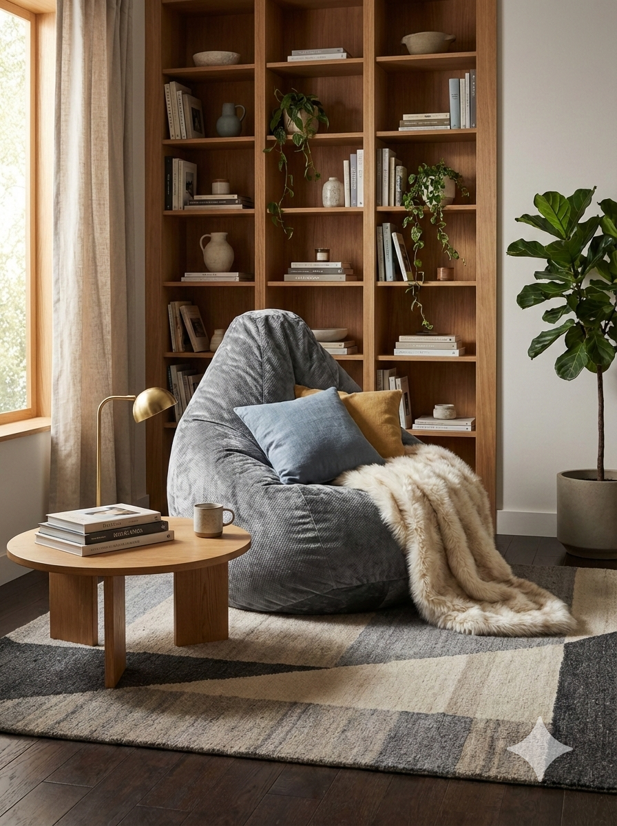 Кресло-мешок Пуффбери «Груша», размер XXL средний, Велюр Серый — фото 1