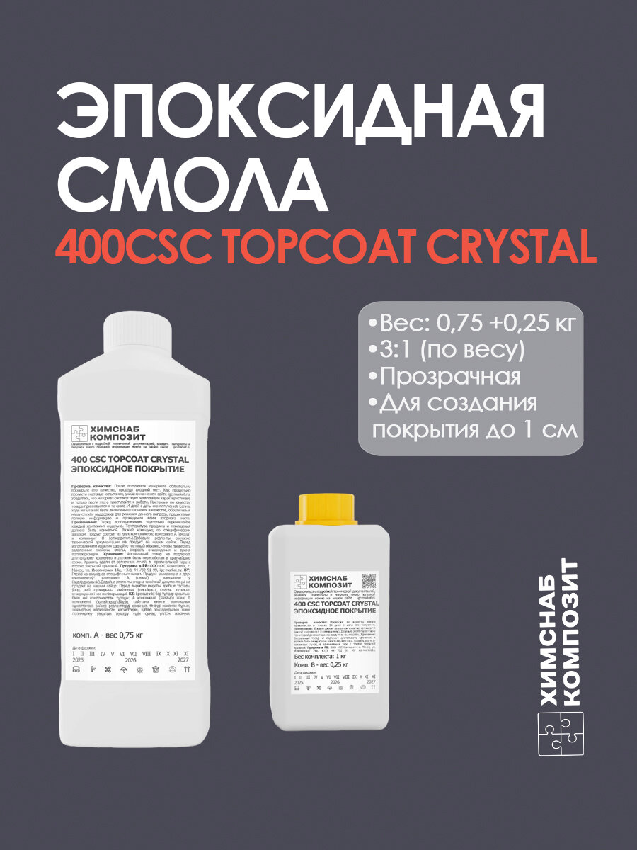 Эпоксидное покрытие 400 Topcoat Crystal 1 кг