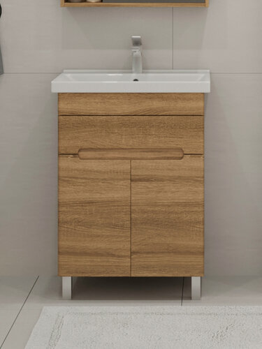 Изображение товара Тумба напольная SanStar Модена 60 с раковиной Фест 60 (комплект) для ванной комнаты, Gold Craft