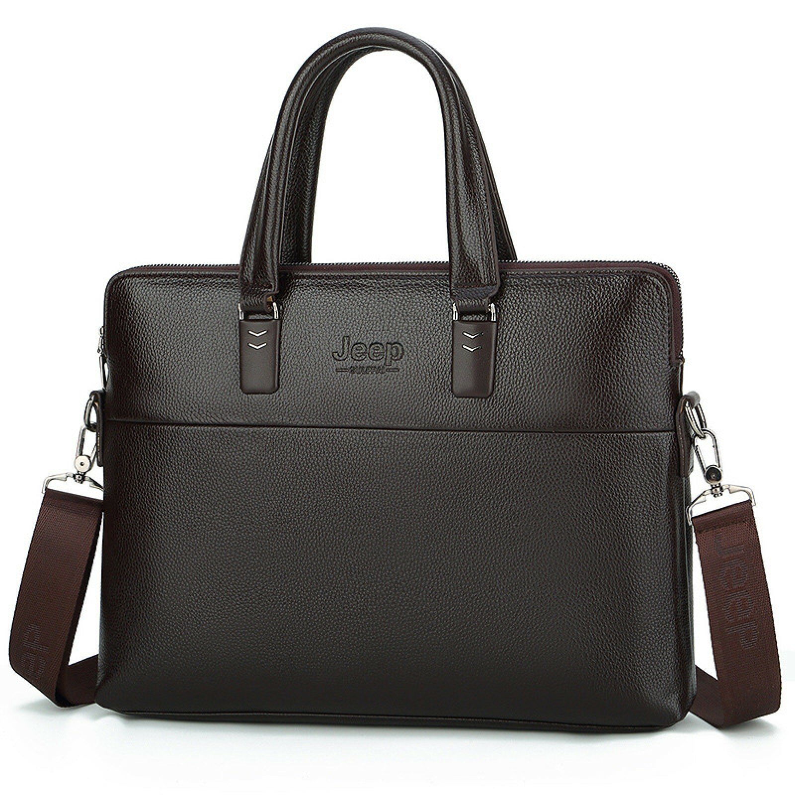 Деловой мужской портфель-мессенджер MyPada Jeep P192 из премиальной эко-кожи для ноутбуков 12-13.3 дюйма