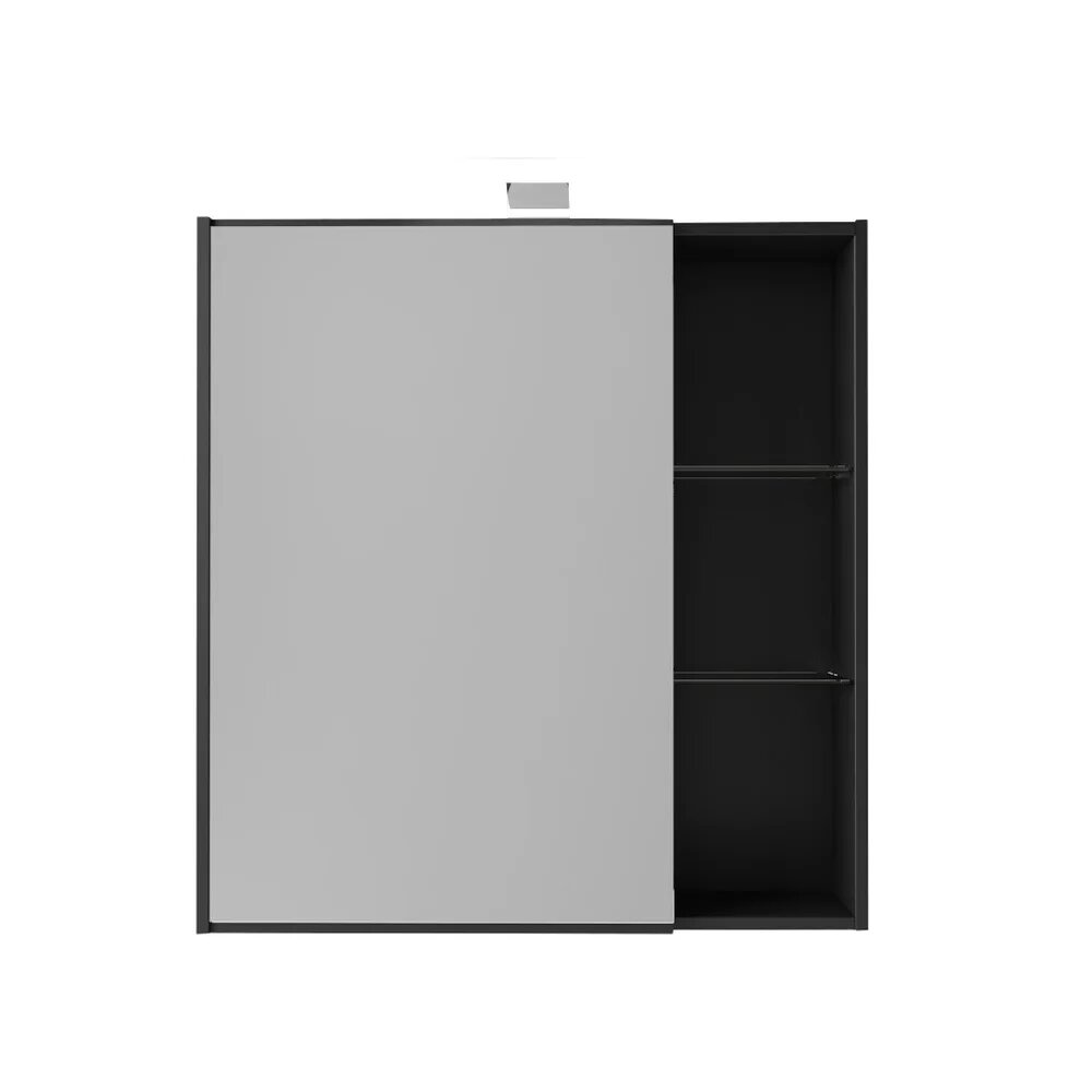 Зеркало-шкаф AQUATON Амели 80 со светодиодной подсветкой, с боковыми полками, 80 см, серое, в современном стиле, зеркало настенное в ванную