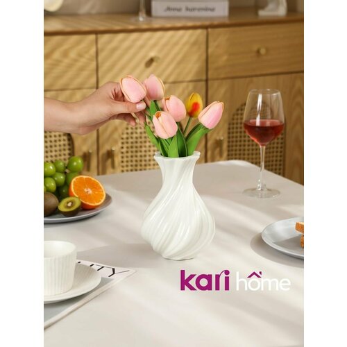 фото Ваза для цветов и сухоцветов интерьерная kari home