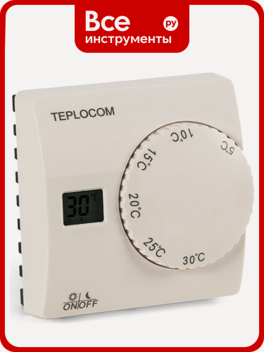 Изображение товара Проводной комнатный термостат TEPLOCOM Бастион TS-2AA/8A 911 механический тип, защита IP, высокая точность измерения