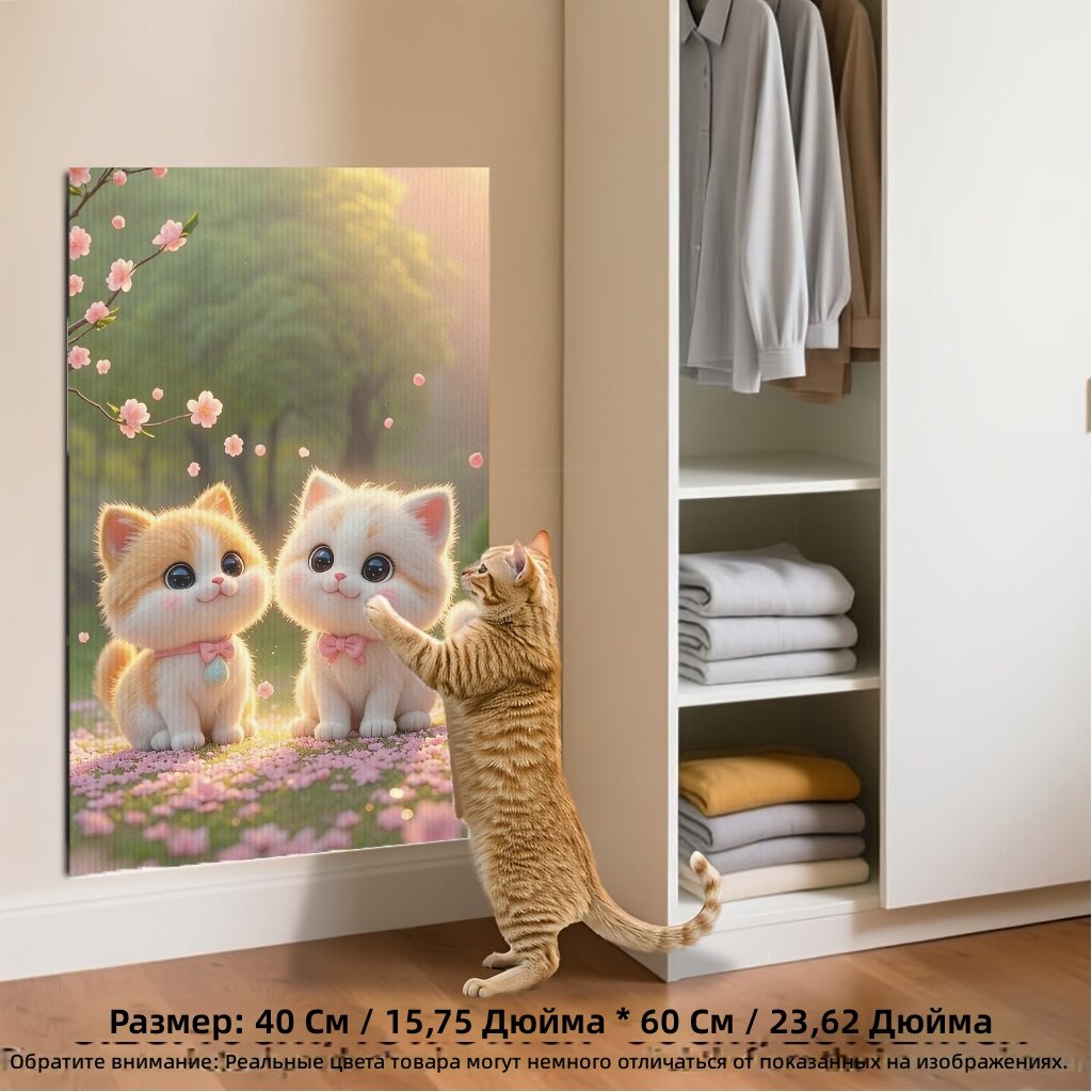 Настенный самоклеящийся коврик-когтеточка для кошек, 15.7x23.6 дюймов