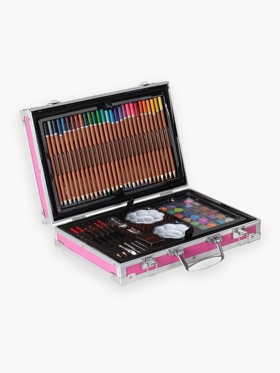 Набор для рисования "Чемодан творчества" с красками, в алюминиевом чемоданчике, Единорог розовый