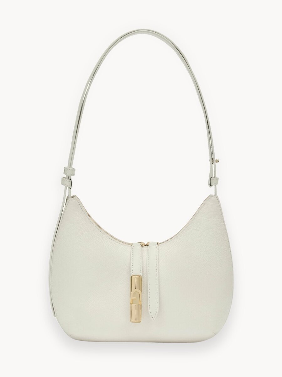 Сумка багет FURLA СУМКА FURLA GOCCIA S SHOULDER BAG, фактура зернистая, белый