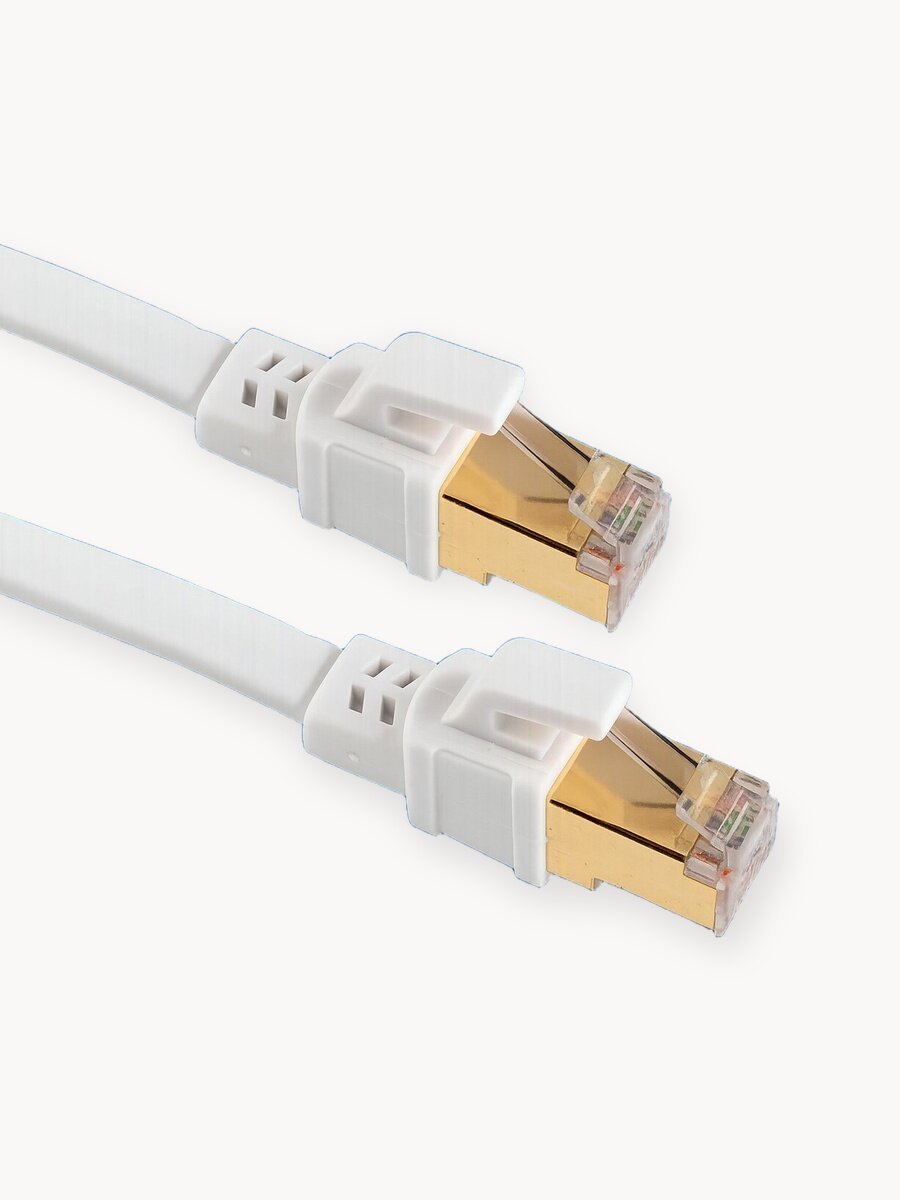 Интернет кабель / патч корд 10 метров белый, плоский lan кабель cat8, сетевой ethernet кабель rj-45 для интернета - высокоскоростной сетевой шнур