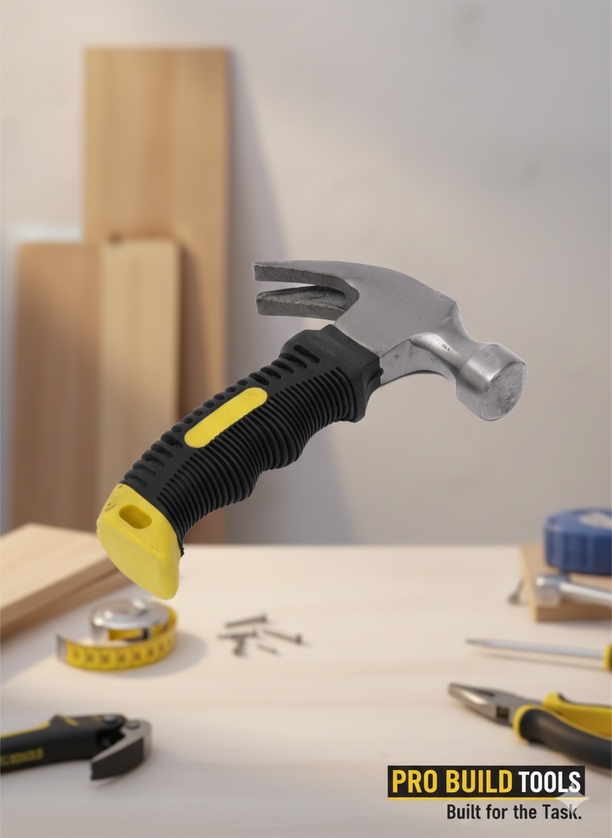 Молоток гвоздодёр, безынерционный, с обрезиненной ручкой, 225 г — фото 1