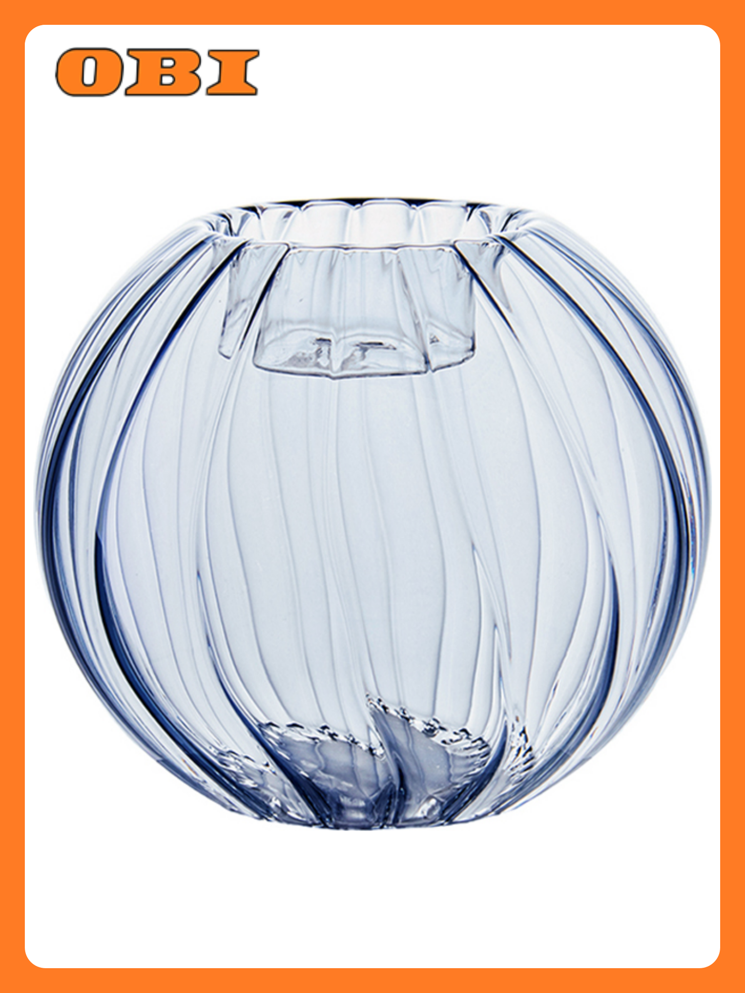 Декоративный подсвечник из цветного стекла 107 мм голубой