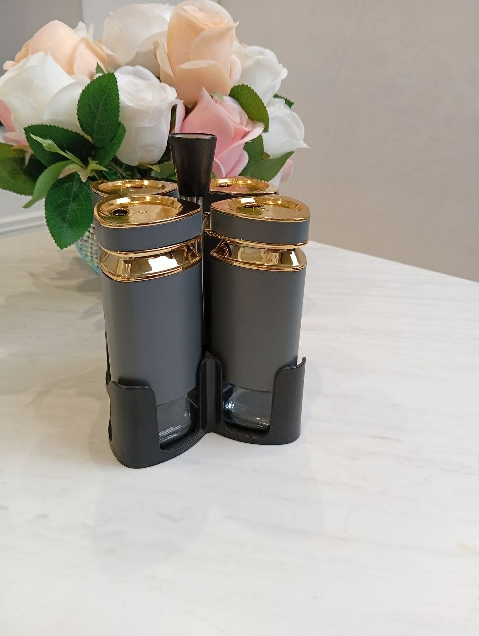 Контейнер для специй, солонка, серого цвета набор 4 шт, красивый модель