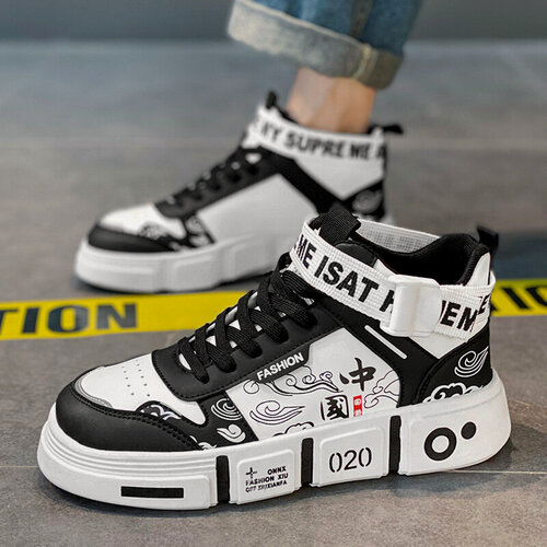 Изображение товара Весенне-осенняя парная обувь для мальчиков, высокие белые кроссовки для мальчиков, девочек и школьников.