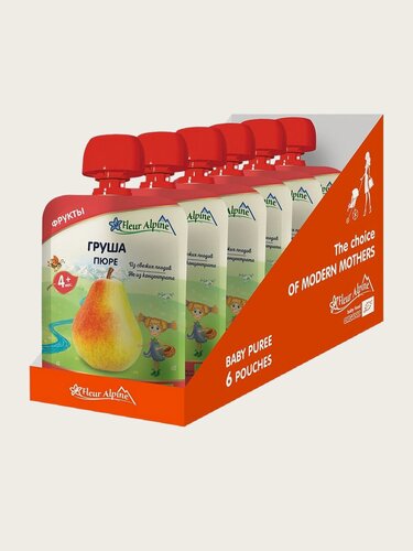 Изображение товара Пюре детское Fleur Alpine Груша, с 4 месяцев, 90 г, упаковка 6 шт.