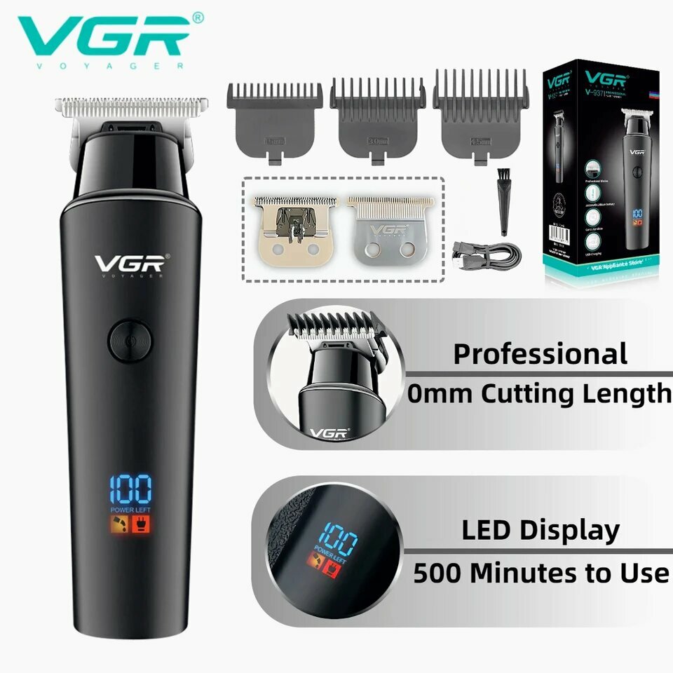 Беспроводная машинка триммер для стрижки волос и бороды VGR V-937 с LCD дисплеем — фото 1