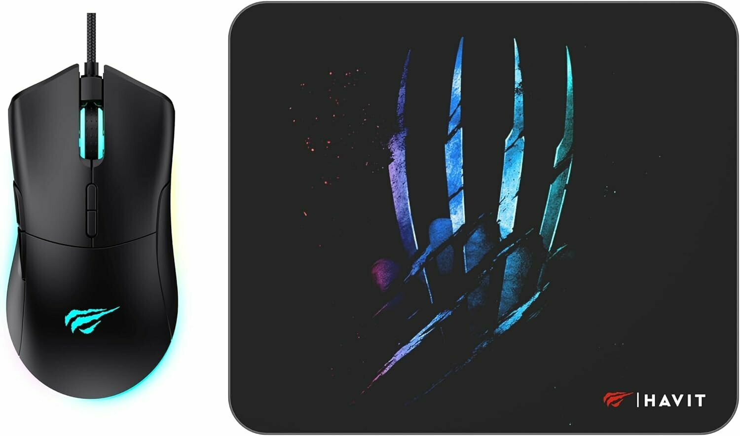 Игровая мышь Havit Gamenote MS1037CM RGB 7200 DPI с макросами + коврик (белый)