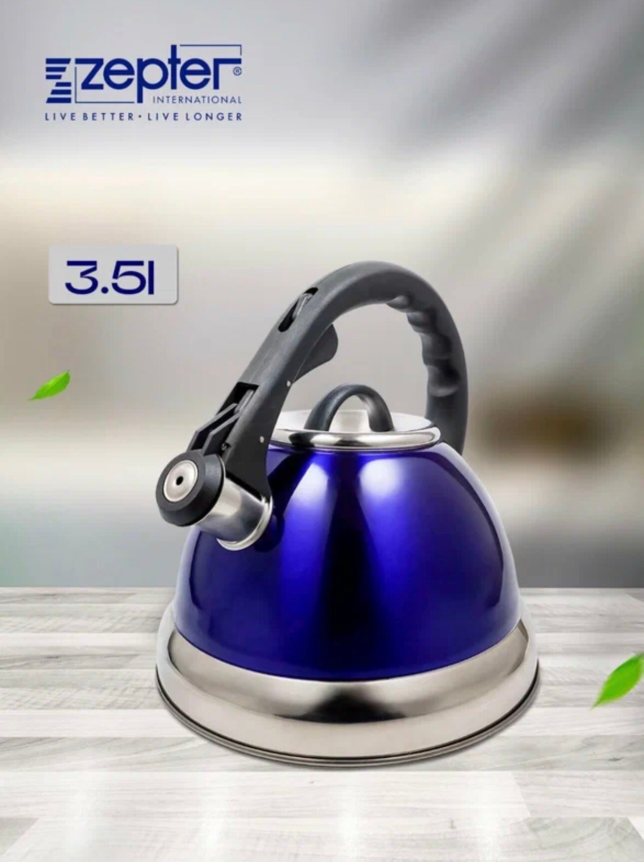 Чайник ZEPTER, металлический, со свистком для всех видов плит, 3,5 л