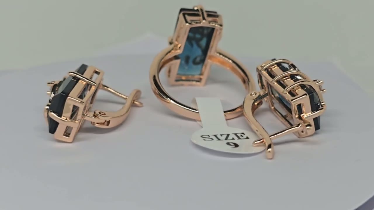 Комплект бижутерии: кольцо, серьги, финифть, азурит, размер кольца 18, beige — фото 1