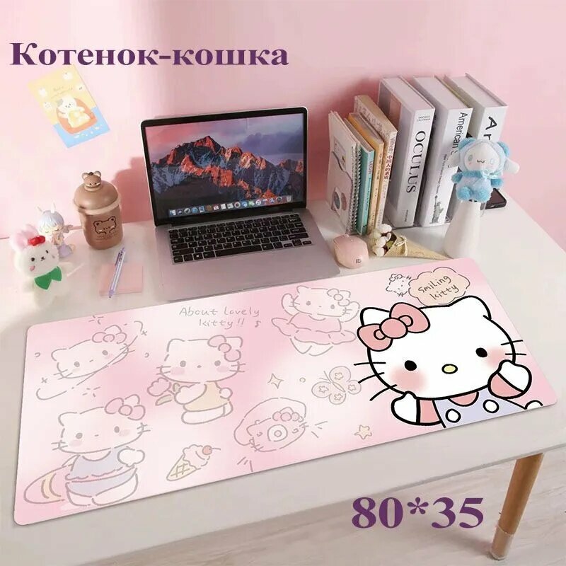 Коврик для мышки, XL, розовый, мультяшный коврик для мыши с ярким рисунком, нескользящая поверхность для стола