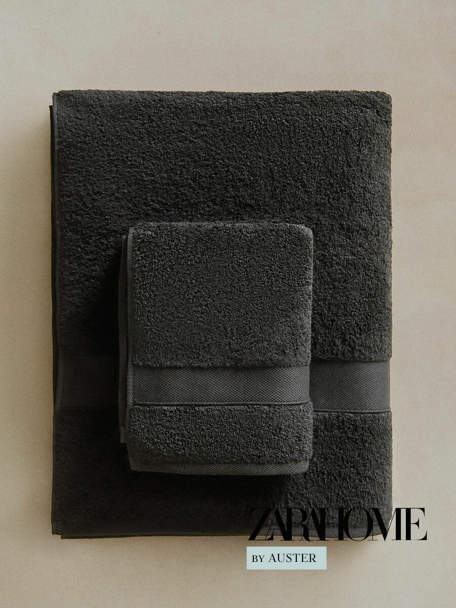 ZARA HOME Полотенце банное 100x180 см, хлопок, черный, 1 шт
