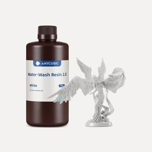 Изображение товара Фотополимерная водосмываемая смола Anycubic Water Wash Resin+ 2.0 Белая 1кг.