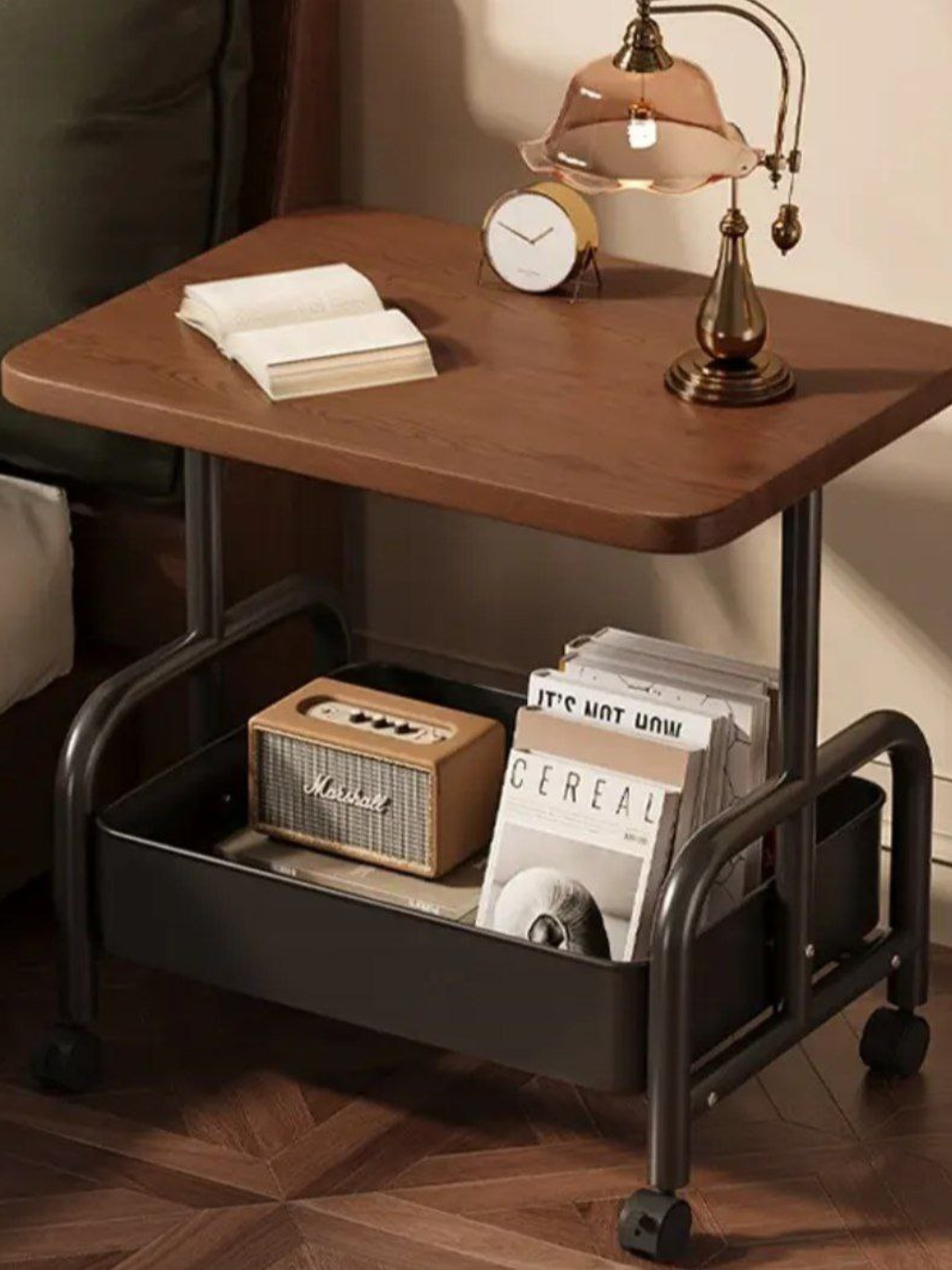 Мобильный компактный компьютерный стол на колёсах — чёрный, для дома и офиса