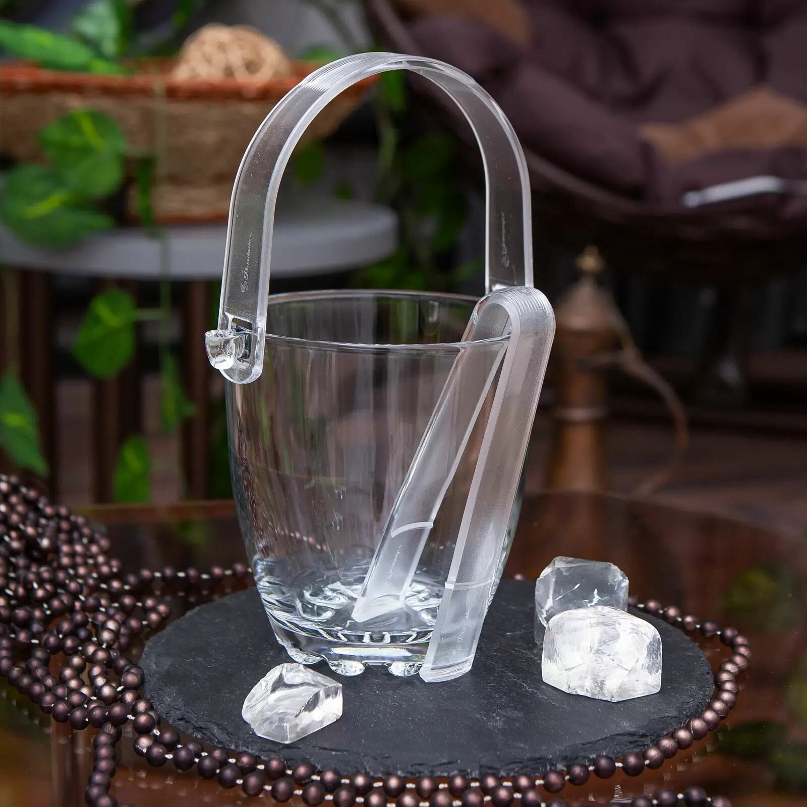 Емкость для льда "Сильвана" с щипцами; стекло; 0,84л. — фото 1