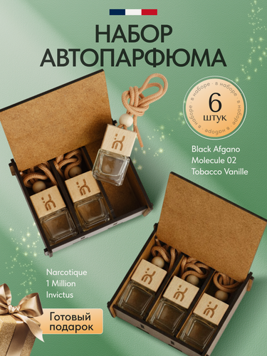 Изображение товара Набор ароматизаторов для автомобиля, автопарфюм, вонючка, 2 подарочных набора по 3 шт