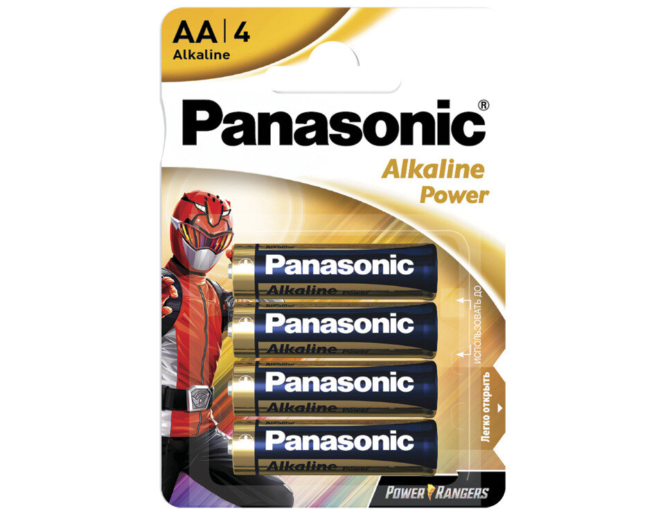 LR6REB/4BPRPR Батарейки Panasonic AA щелочные Power Rangers Alkiline power в блистере 4шт