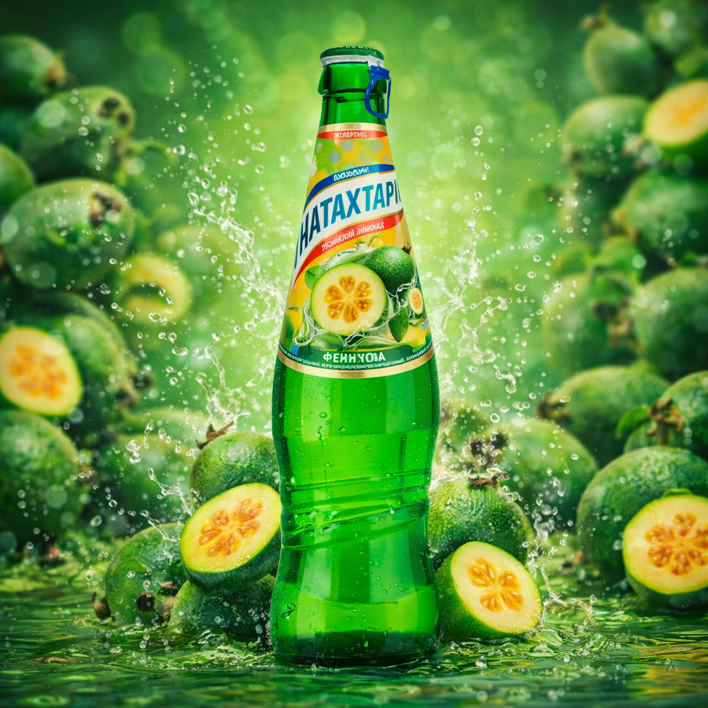 Газированный напиток Натахтари Фейхоа, газированный, безалкогольный, 0.5 л