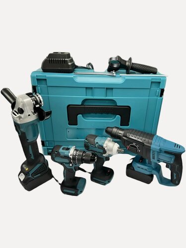 Изображение товара Набор электроинструментов аккумуляторных 4в1, 2 АКБ, зарядная станция