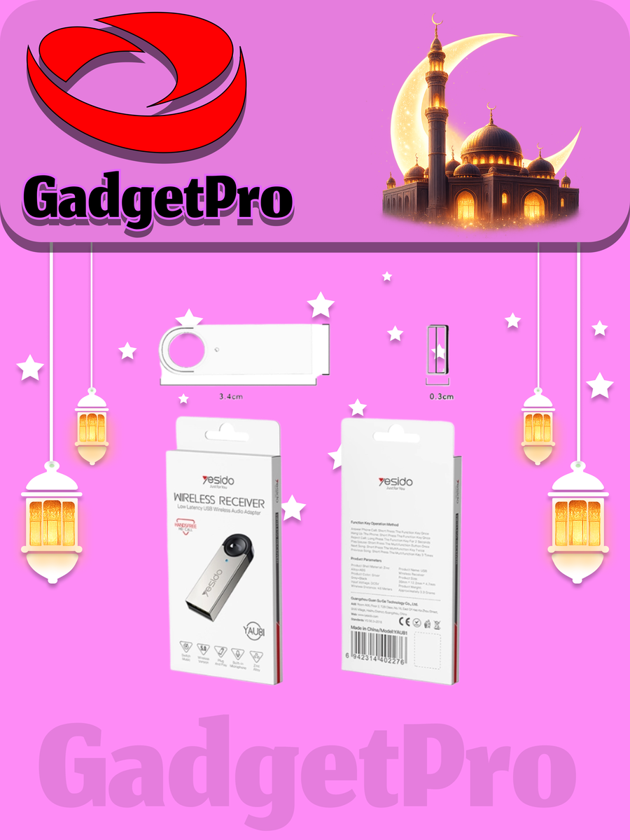 Беспроводной USB аудио адаптер Yesido YAU81 (Wireless Receiver Low Latency), низкая задержка, для наушников и колонок.