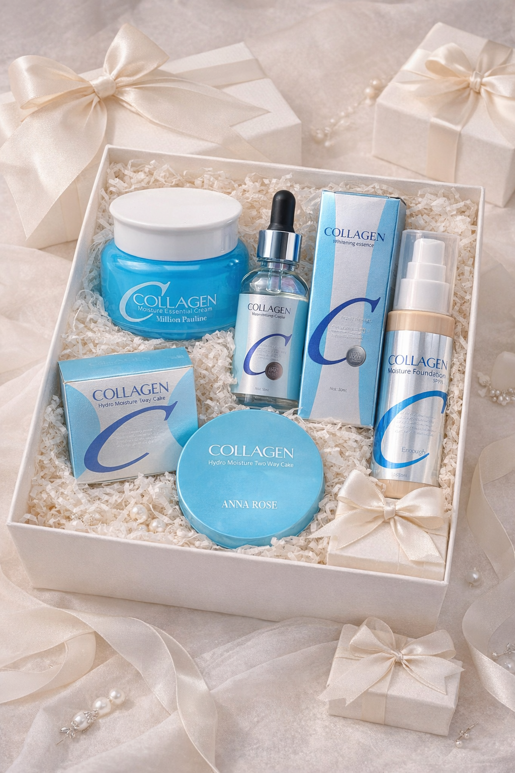 Набор косметика Collagen 4 в 1 для ухода за лицом подарочный бьюти бокс. Тканевая маска в подарок