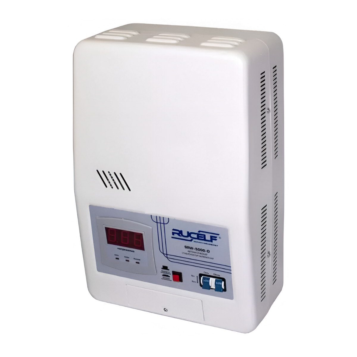 Стабилизатор напряжения RUCELF SRW-5000-D, белый, 5кВА/3500Вт