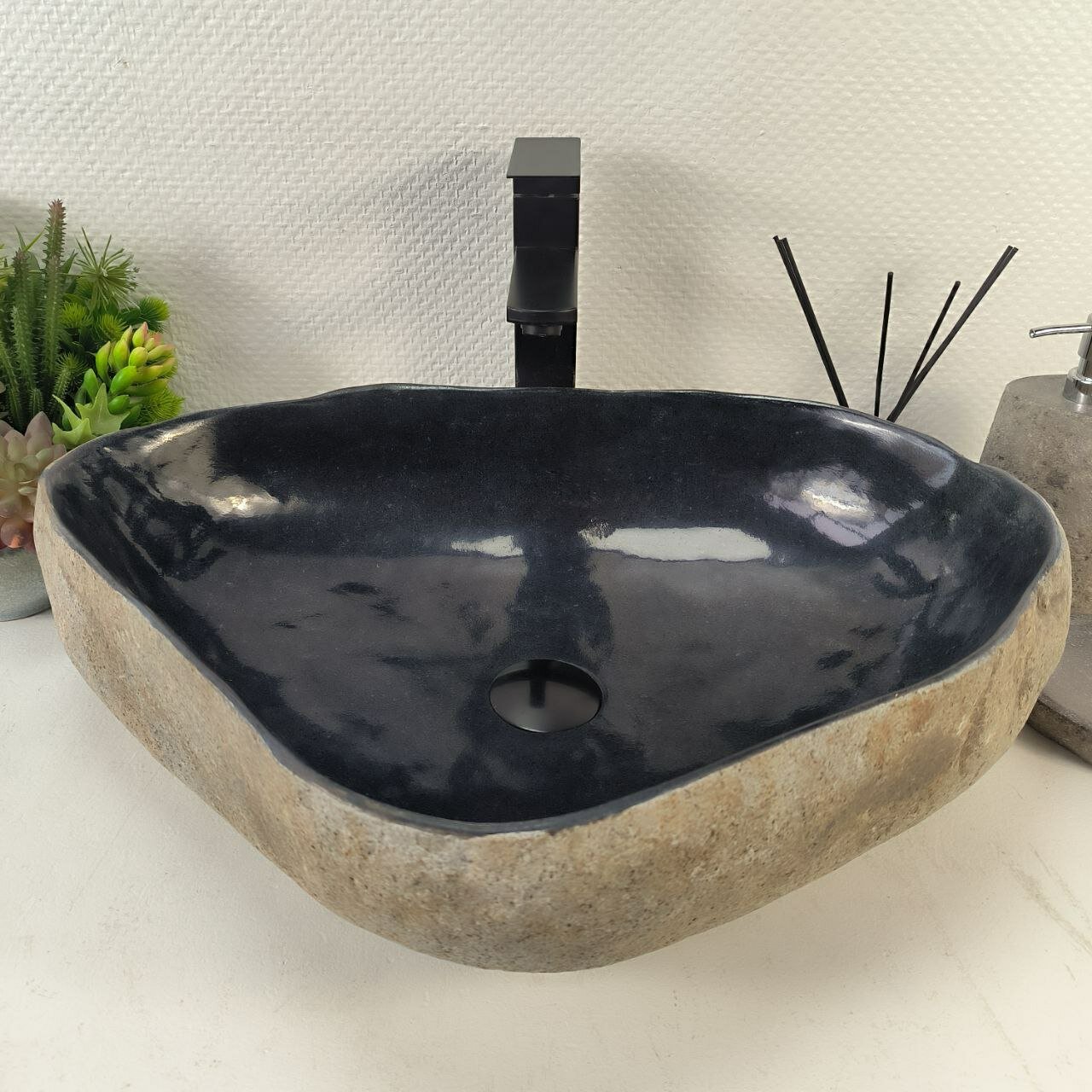Раковина INDO-MARKET из натурального речного камня 56х41х15 071410