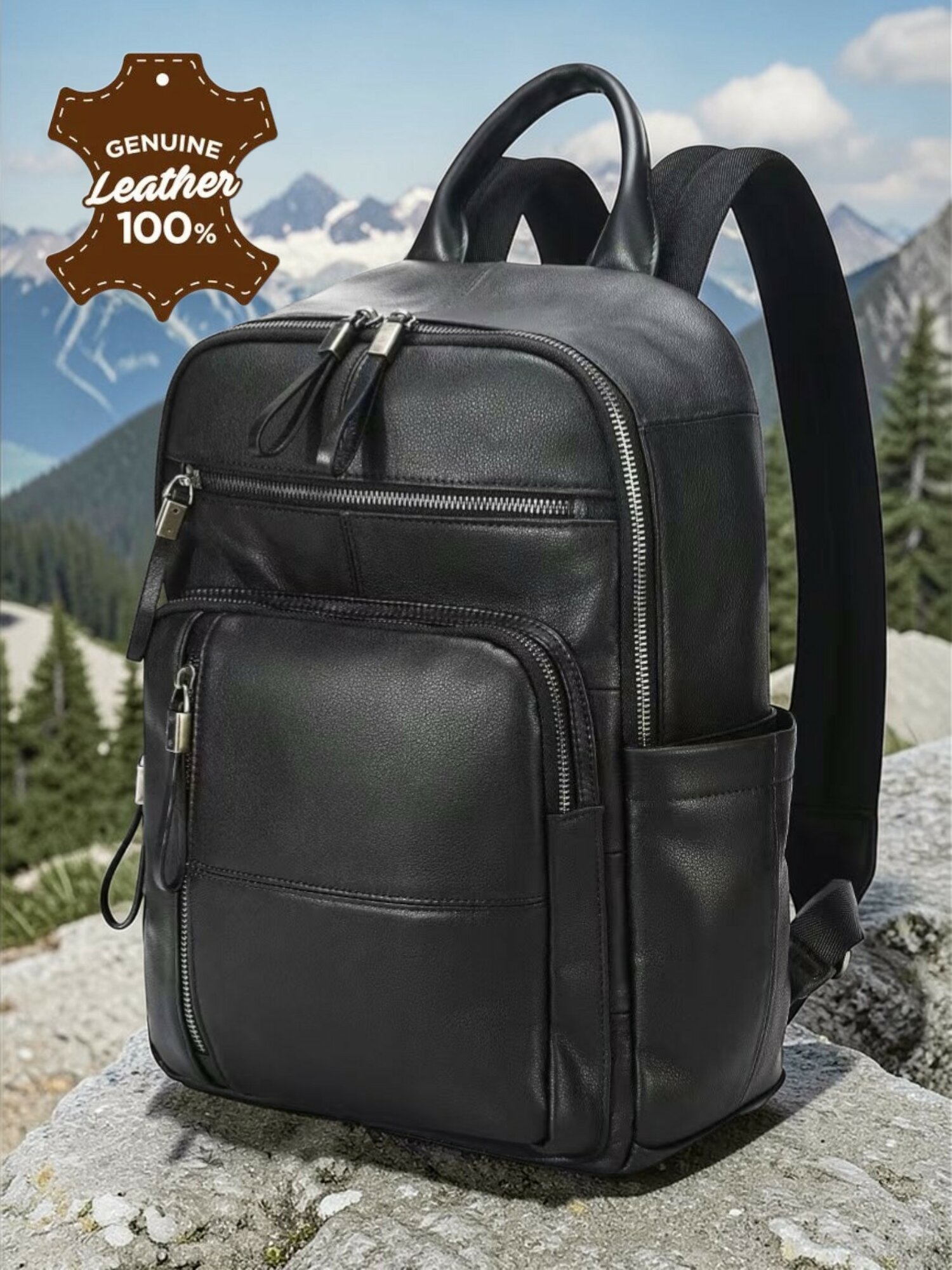 Рюкзак мужской кожаный CAPRI 8221-RM-black натуральная кожа черный