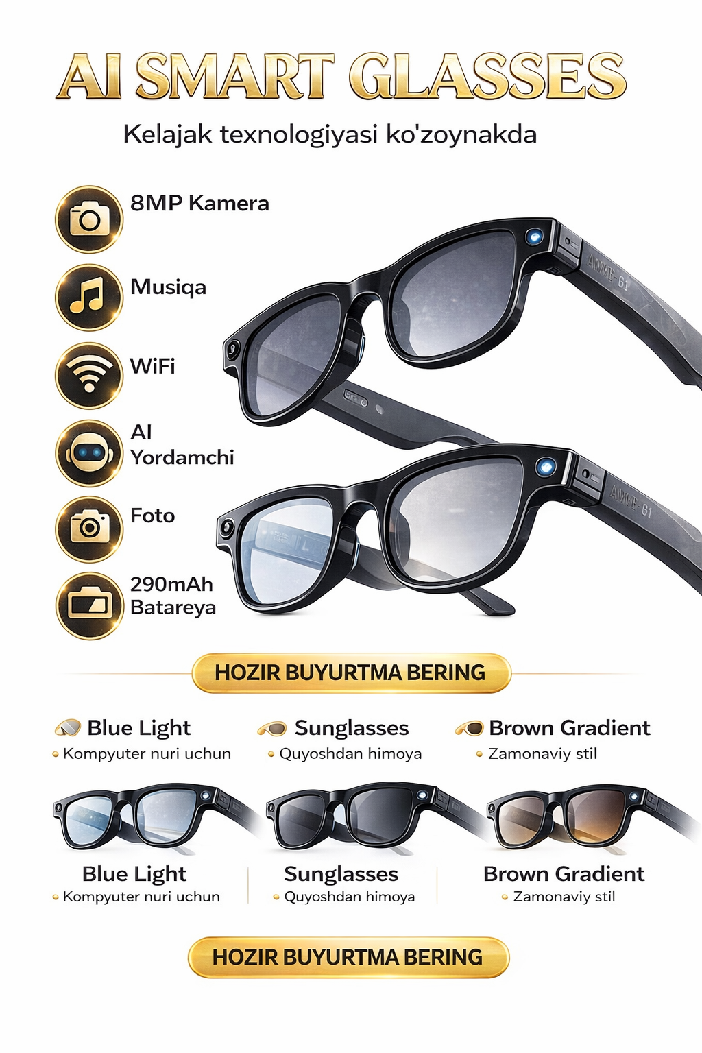 AI SMART GLASSES – Умные очки Современные технологии теперь в очках!