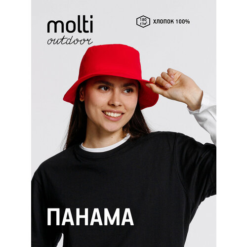 фото Панама molti повседневный для взрослых и детей, размер универсальный, красный