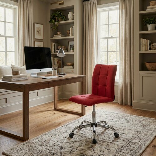 Изображение товара Кресло компьютерное TetChair бордовый, велюр, без подлокотников, максимальная нагрузка 100 кг