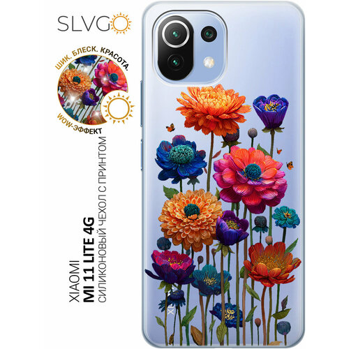 фото Силиконовый чехол на xiaomi mi 11 lite / 11 lite 5g с принтом взрыв красок в букете, trn slvgo