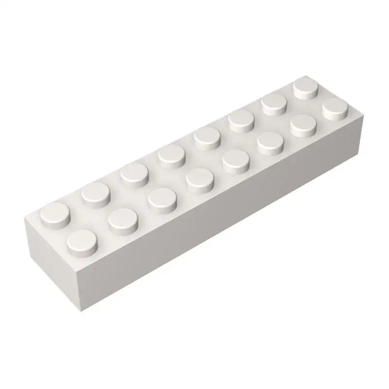 Белый LEGO кирпич 2x8 (10 шт)