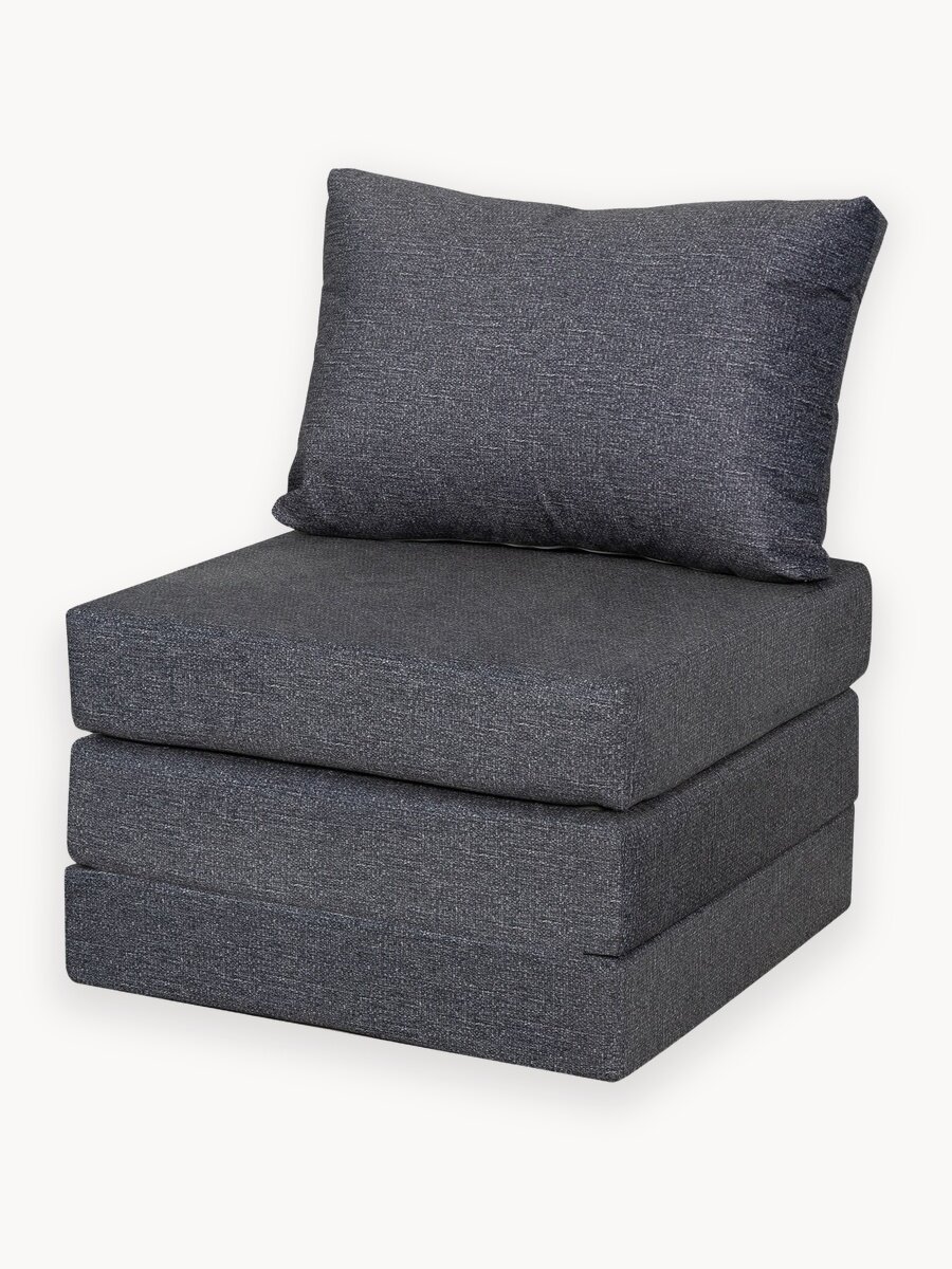 Кресло кровать раскладное бескаркасное в гостиную Мюнхен, трансформер для дома и дачи, темно-серый флок Ами Мебель