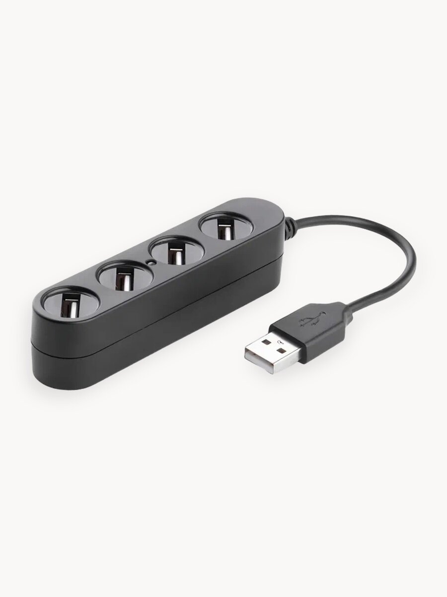 USB разветвитель на 4 порта, USB-HUB, USB- ХАБ для любых устройств (Длина кабеля 15 см)