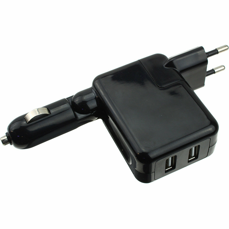 фото Зарядное устройство вход 220В/12В прикурив выход 2USB(G) 5В 2А Gembird черный