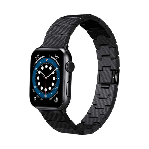 Браслет карбоновый PITAKA Carbon Fiber Link серия Modern для Apple Watch 38/49mm (AWB1003) черно-серый