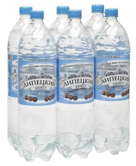 Вода Питьевая Липецкий Бювет лечебно-столовая негазированная 1.5 л ПЭТ упаковка 6 штук
